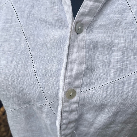 RICHARD MALCOLM IRISH LINEN SMALL WHITE SLEEVELESS BUTTON DOWN SUMMER SPRING TOP - Picture 2 of 13